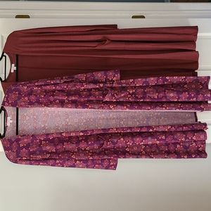 LuLaRoe L Sarah - 2 for $15! Geometric print and solid burgundy